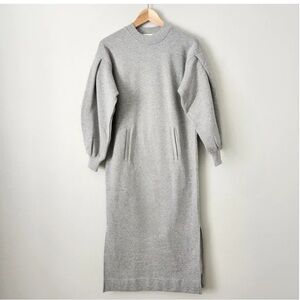 ANN MASHBURN NWT Carmina Dress In Heather Grey Fleece With Front Pocket, Size XS
